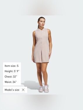 NWT adidas Sample Sleeveless Mini Tennis or Golf Dress in Light Taupe size S